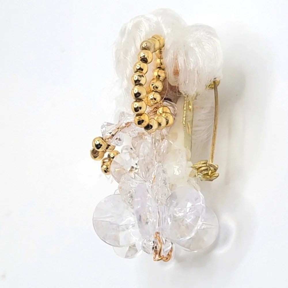 Vintage Beaded Brooch Pin Angel